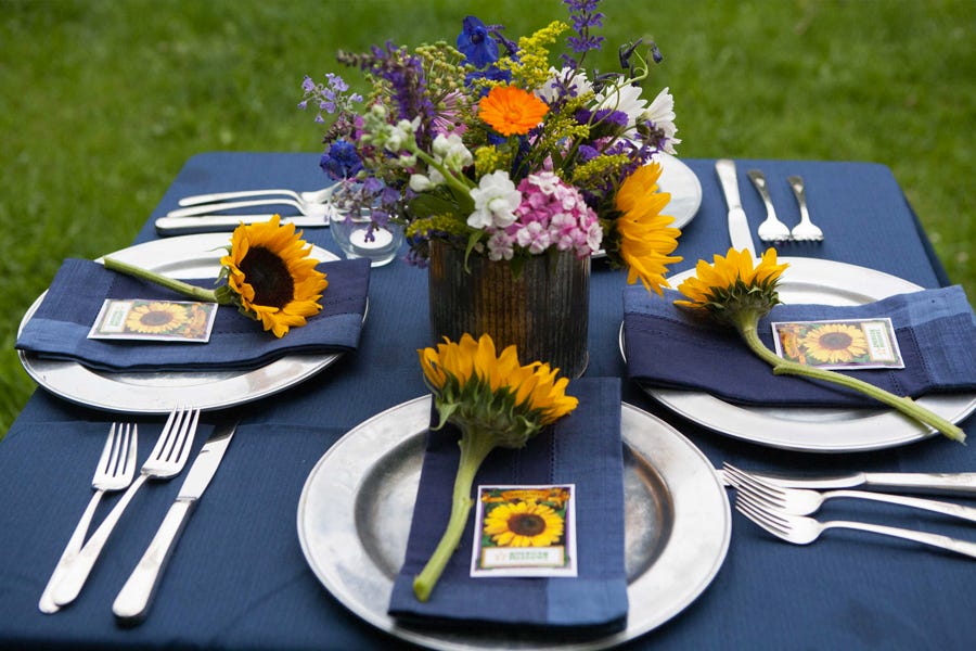 Sunflower Seed Packets Placesetting